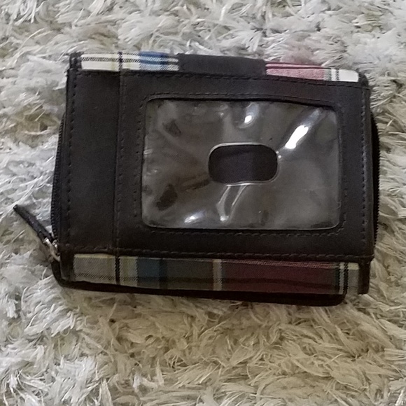 Plaid Leather Fabric Wallet - Picture 2 of 4